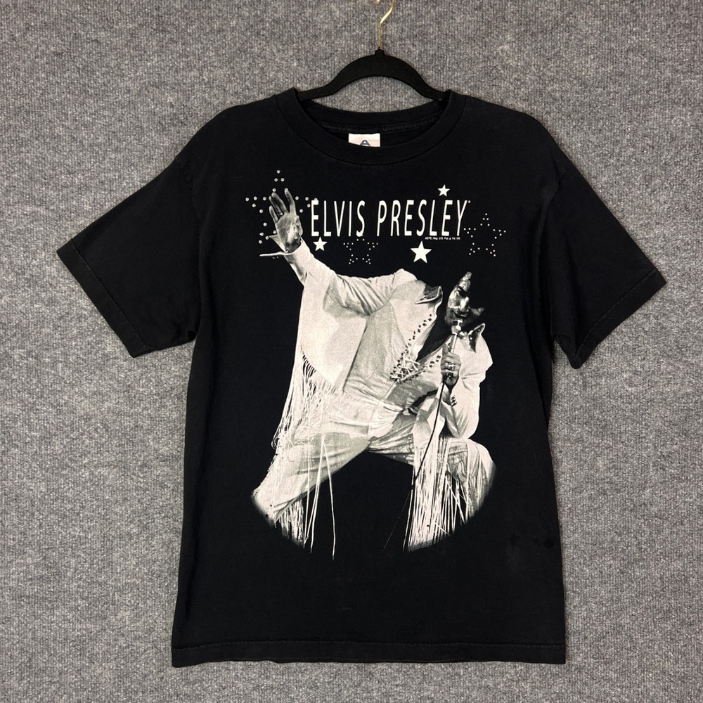 Vintage Elvis Presley Black‎ Graphic T Shirt Mens Medium Music Concert Tee